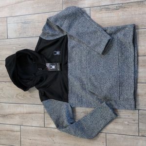NWT Spyder Black and White/Light Grey Fleece Lined Quarter Zip Hoodie/Sweater